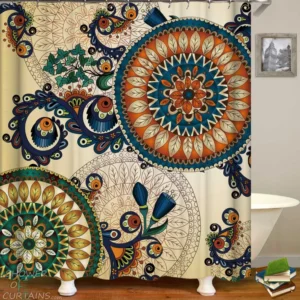 Shower Curtains with Autumn Vibes Mandalas
