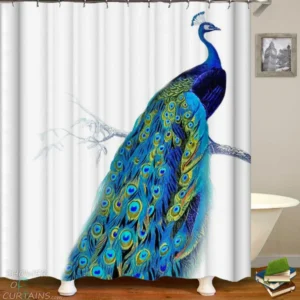 Shower Curtains with Beautiful Turquoise Peacock