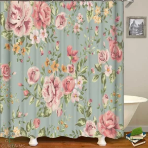 Shower Curtains with Classic Floral Pattern