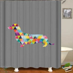Shower Curtains with Colorful Dachshund Dog