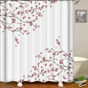Shower Curtains with Modest Cherry Blossom