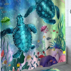 Shower Curtains with Turtles and More Colorful Painted Underwater Shower Curtain