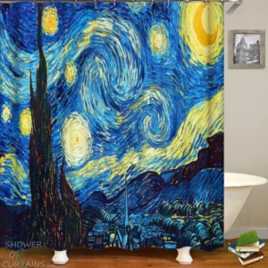Shower Curtains with Van Gogh Night Sky