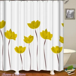 Shower Curtain of Yellow Tulip Drawing