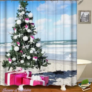 Shower Curtains design - Christmas Spirit At The Beach