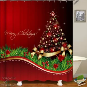 Shower Curtains of Merry Christmas Tree
