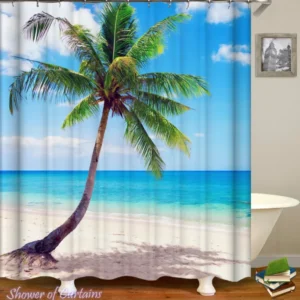 Shwoer curtian of Palm Tree With Ocean View