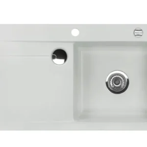 SYSTEMCERAM Einbauspüle Stema 90 Be. Re. Alu 76 inkl. Excenterbetätigung, für 60 cm Schrankbreite, Einbauspüle mit Sinktop Resteausguss Auflage Becken rechts 50520276