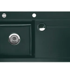 SYSTEMCERAM Einbauspüle Stema 90 Be. Li. Eibe 56 inkl. Excenterbetätigung, für 60 cm Schrankbreite, Einbauspüle mit Sinktop Resteausguss Auflage Becken links 50530256