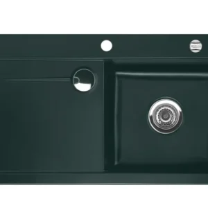SYSTEMCERAM Einbauspüle Stema 90 Be. Re. Eibe 56 inkl. Excenterbetätigung, für 60 cm Schrankbreite, Einbauspüle mit Sinktop Resteausguss Auflage Becken rechts 50520256