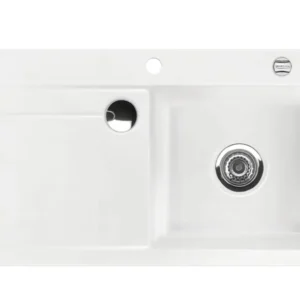 SYSTEMCERAM Einbauspüle Stema 90 Be. Re. Grönland 12 inkl. Excenterbetätigung, für 60 cm Schrankbreite, Einbauspüle mit Sinktop Resteausguss Auflage Becken rechts 50520212