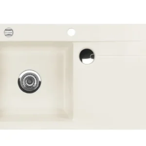SYSTEMCERAM Einbauspüle Stema 90 Be. Li. Jasmin 19 inkl. Excenterbetätigung, für 60 cm Schrankbreite, Einbauspüle mit Sinktop Resteausguss Auflage Becken links 50530219