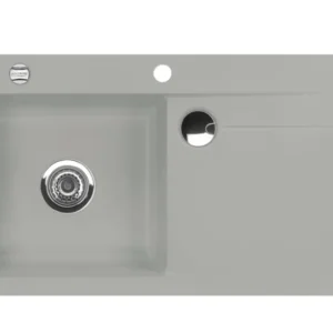 SYSTEMCERAM Einbauspüle Stema 90 Be. Li. Titan 78 inkl. Handbetätigung, für 60 cm Schrankbreite, Einbauspüle mit Sinktop Resteausguss Auflage Becken links 50530178