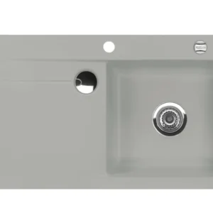 SYSTEMCERAM Einbauspüle Stema 90 Be. Re. Titan 78 inkl. Handbetätigung, für 60 cm Schrankbreite, Einbauspüle mit Sinktop Resteausguss Auflage Becken rechts 50520178