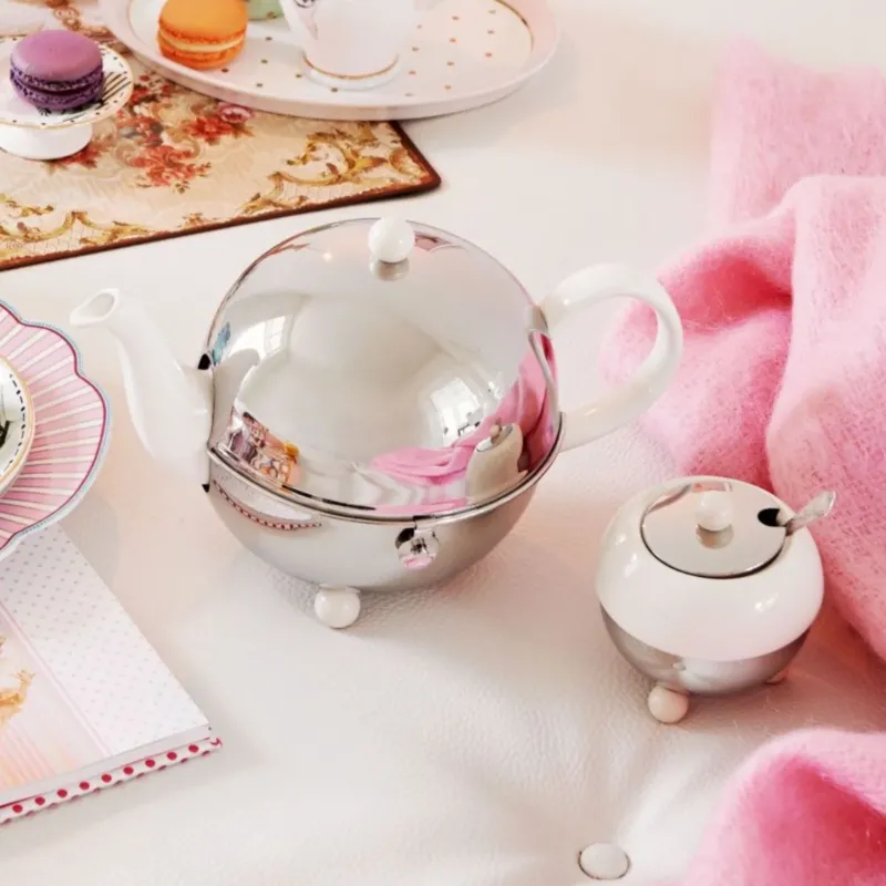 Tetera cerámica clásica con carcasa aislante de inox Cosy Bredemeijer