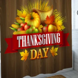 Thanksgiving Day Shower Curtain with Seasonal Fruits