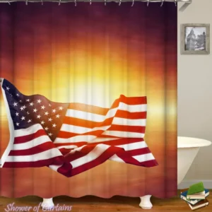 The American Flag Over The Sunset Shower Curtain