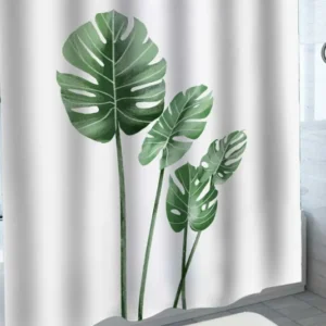Tropical Monstera Green Leaves Shower Curtain