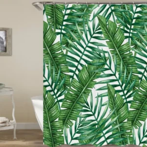 Tropical Shower Curtains of Green Tropical Leaf Shower Curtain