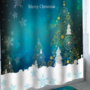 Unique Christmas Rugs and Shower Curtains Stars and Snowflakes Merry Christmas