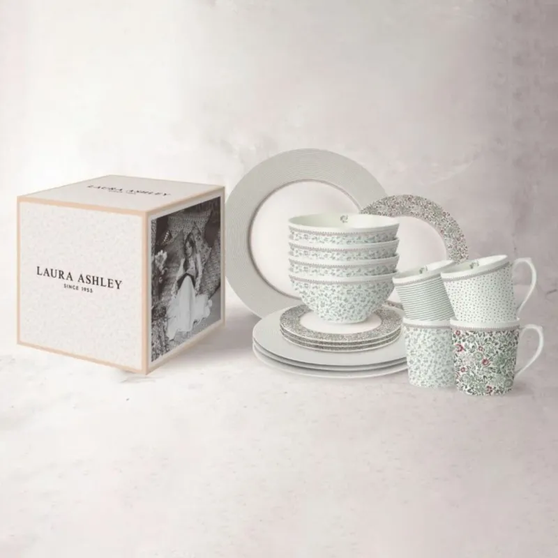 Vajilla de 16 piezas de porcelana Wild Clematis Laura Ashley