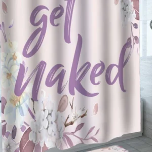 White Flowers and Purple Get Naked Shower Curtains