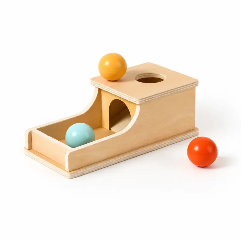 Holz-Objekt-Permanenz-Box Ursache-Wirkung Spielzeug Interaktiv
