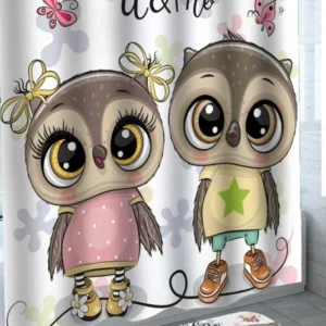 You and Me Adorable Cute Owls Shower Curtain for Children