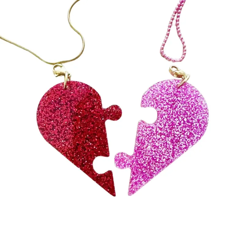 Anhänger 'BFF Heart Rosa-Rot -2Half'