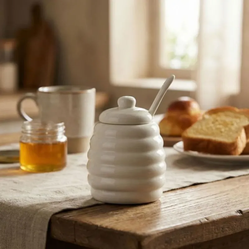 Azucarero con cuchara de porcelana Menage La Porcellana Bianca