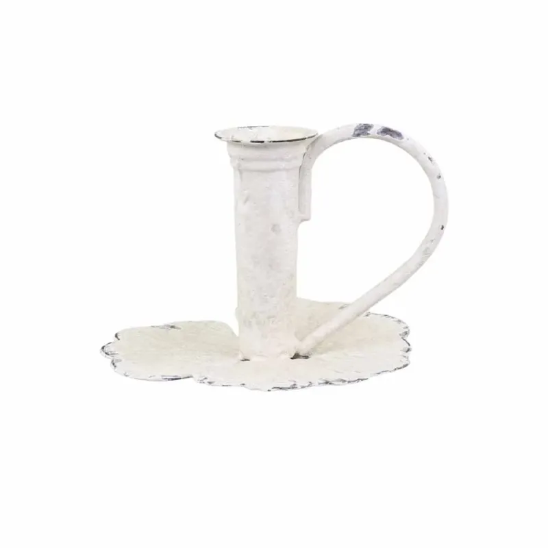 Chic Antique - Kammerleuchter mit Blätter Kerzenhalter antique creme