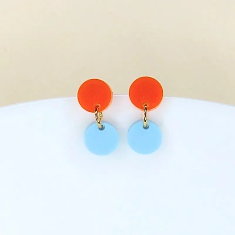 Damen Ohrringe Dotty orange/hellblau