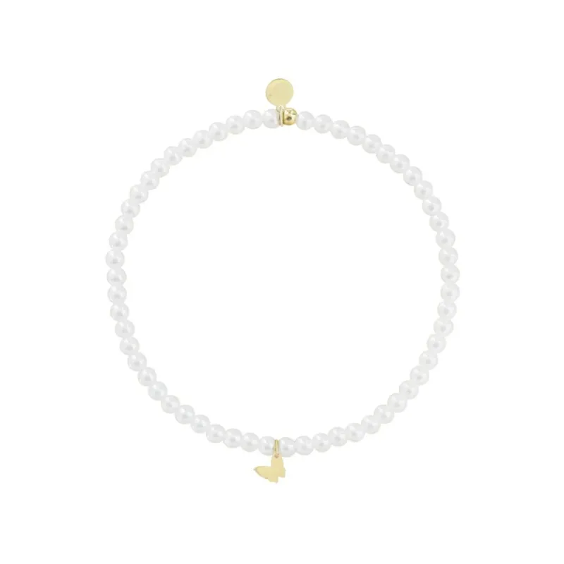 Damen Armband mit Perlen und Schmetterlingsanhänger