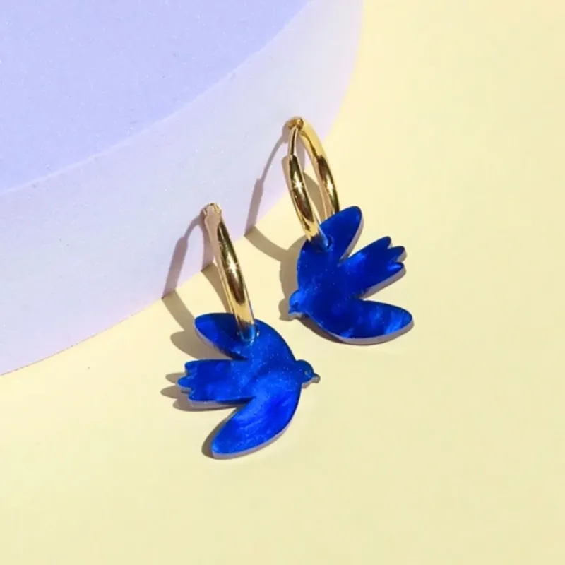 Damen Creolen gold 'Dove tintenblau'