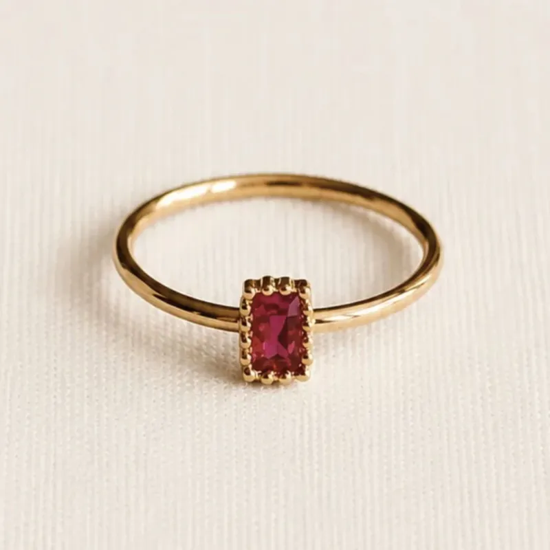 Damen Ring 'Kristallstein Fuchsia' gold