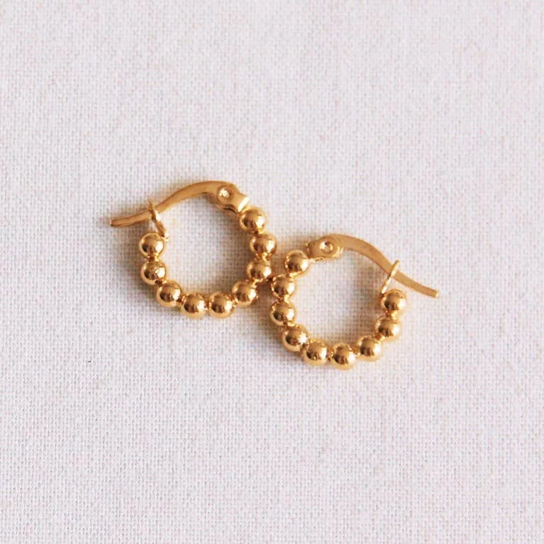 Damen Creolen Kugeln Gold 14 mm