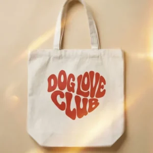 Tote Bag 'DOG LOVE CLUB' aus Bio-Baumwolle, bedruckt in Wien – Pawsome Hundezubehör