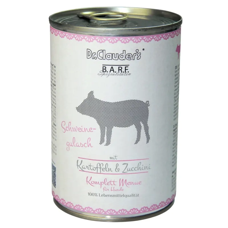 Dr. Clauders Barf Dog Komplettmenü Schweinegulasch – 6 x 400 g