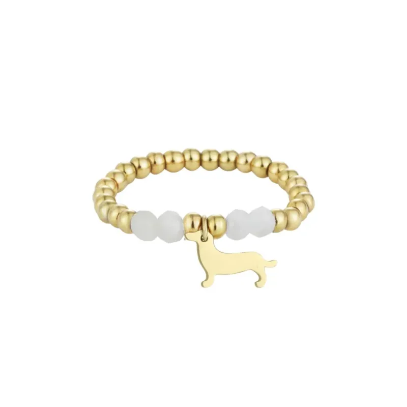 Elastischer Damen Ring mit Dackel-Charm