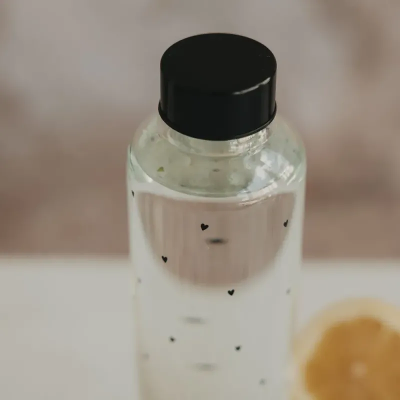 Eulenschnitt Trinkflasche Herzen Borosilikatglas