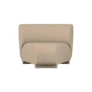 Rico Sofa Corner in sand, narrow brushed upholstery with curved seat and low back