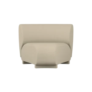 Rico Sofa Corner in cashmere, narrow module with curved back and plinth base