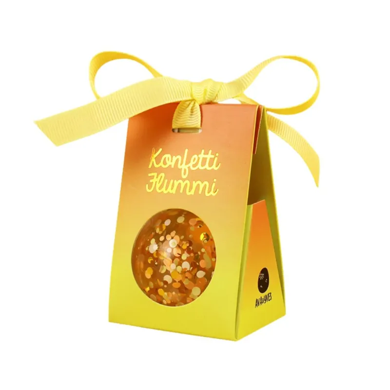 Flummiball mit Konfetti gold/zitronengelb/aprikot