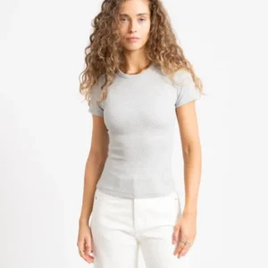 Frankie Rib Tee Light Grey Melange - Things I Like Things I Love