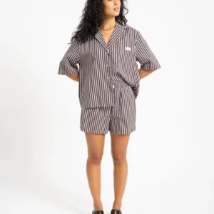 Frida Stripe Shorts Chocolate Brown - Things I Like Things I Love