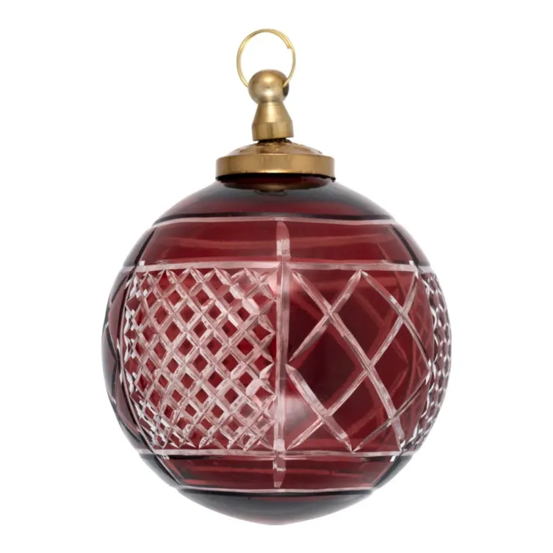 GreenGate - Ball glass antique Cross red large