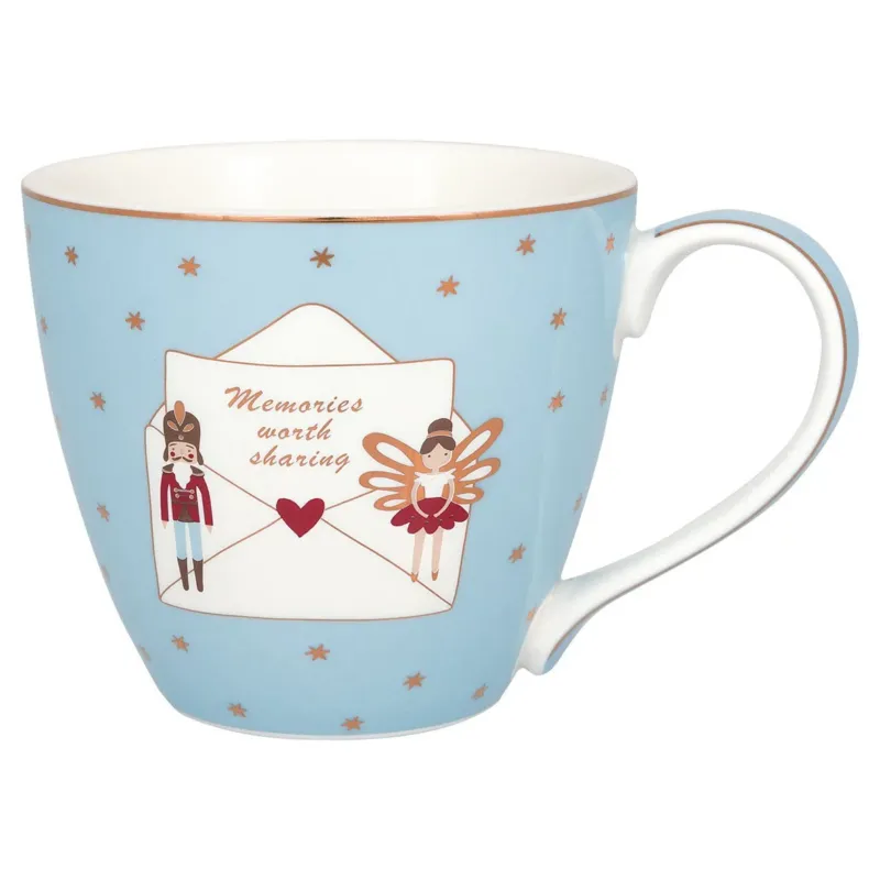 GreenGate - Xmas letter Henkeltasse pale blue