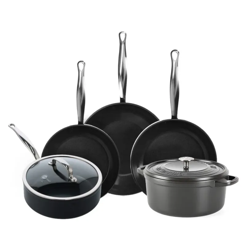 GreenPan - Barcelona Pro XL 6-delige Pannenset 20/24/24/28/22 cm - 2 koekenpannen + stoofpan met deksel + wokpan + braadpan Pannenset GreenPan