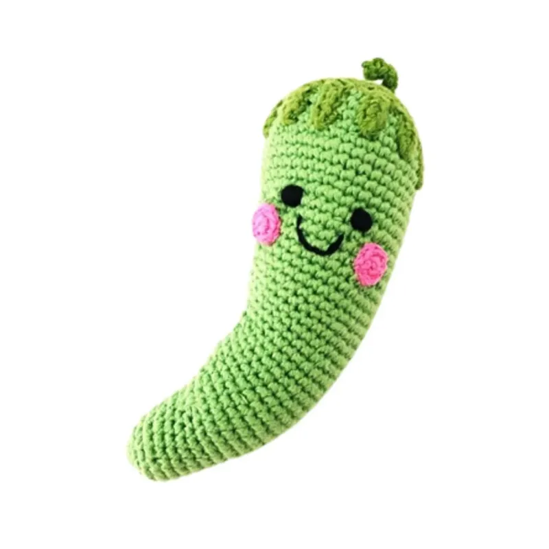 Handgemachte Baby Rassel 'Chili Schote' grün