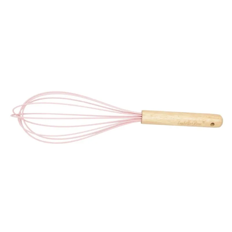 Isabelle Rose - Schneebesen mit Holzgriff und Silikon rosa